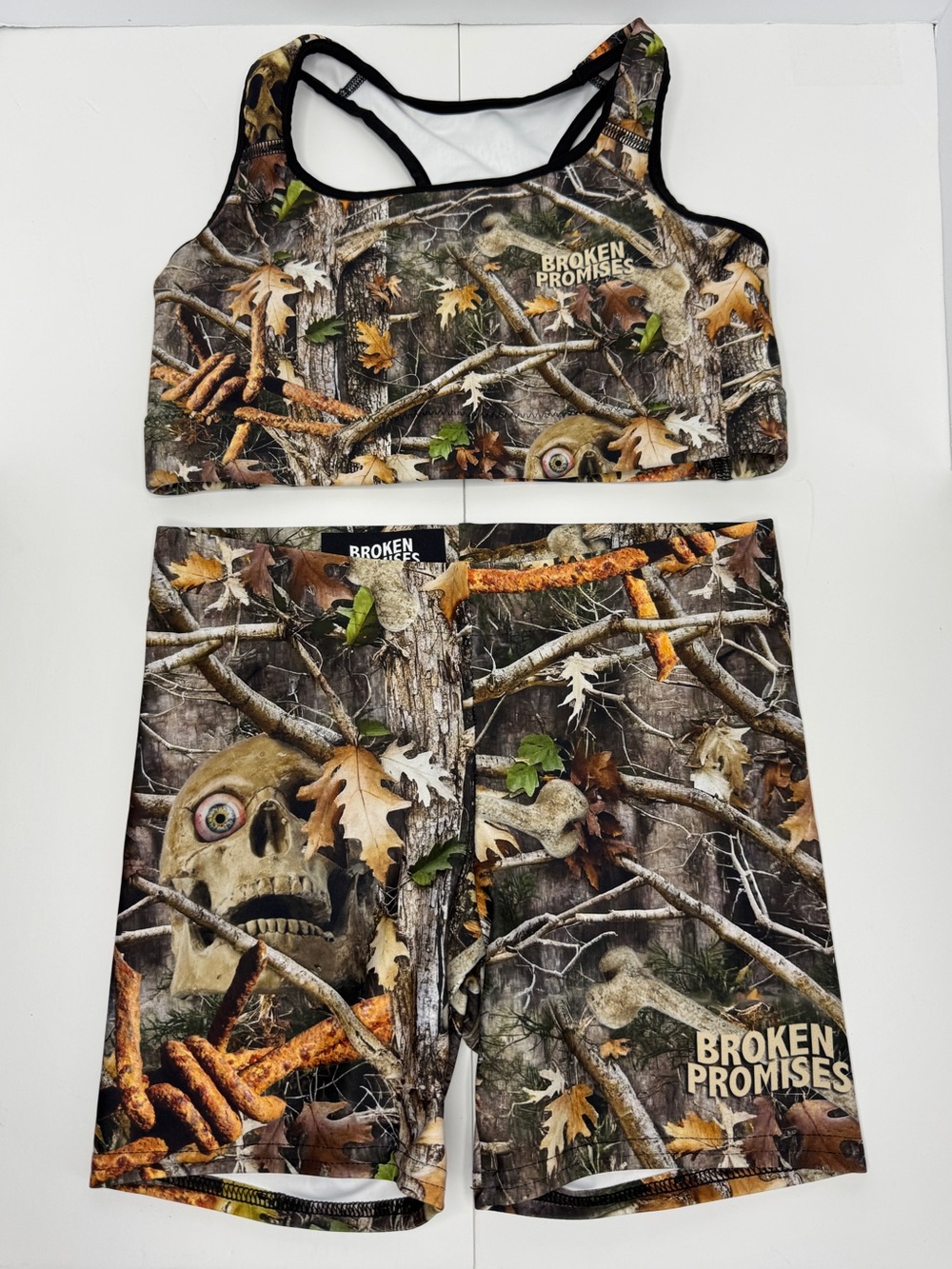Broken Promises, 2 pc Work Out Set, Camo Shorts and Sports Bra, Size Small